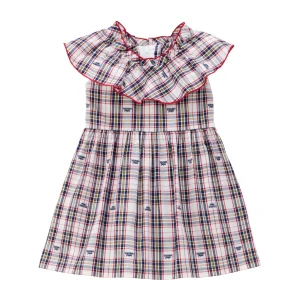 ROBE BLEUE À CARREAUX