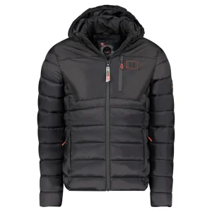Canadian Peak Batileak Homme - Blouson Bi-Color à Capuche Polyamide avec Poches et Badge Manche Noir