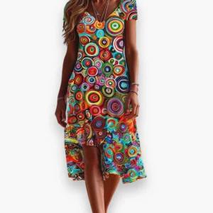 Femmes Robe colorée ludique | Midi d'été