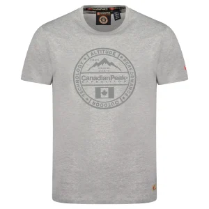 Canadian Peak JACOBEAK Homme - T-Shirt Col Rond avec Impressions et Drapeau GRIS CLAIR