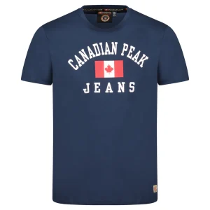 Canadian Peak JADSENEAK Homme - T-Shirt Col Rond avec Impressions et Drapeau Marine