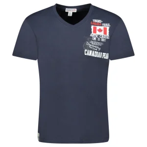 Canadian Peak JANTRAIL Homme - T-Shirt Col Rond avec Impressions et Broderies Marine