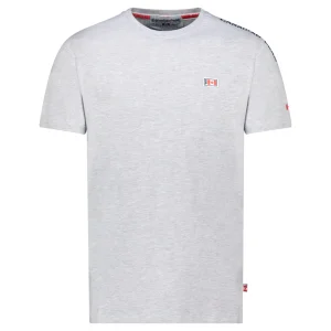 Canadian Peak JAREDEAK Homme - T-Shirt Col Rond avec Drapeau sur la Poitrine Gris Clair
